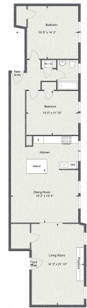 The Holly 2 Bedroom 1 Bath B 1480 Sq. Ft Floor Plan at Integrity Gold Coast, Cleveland, OH